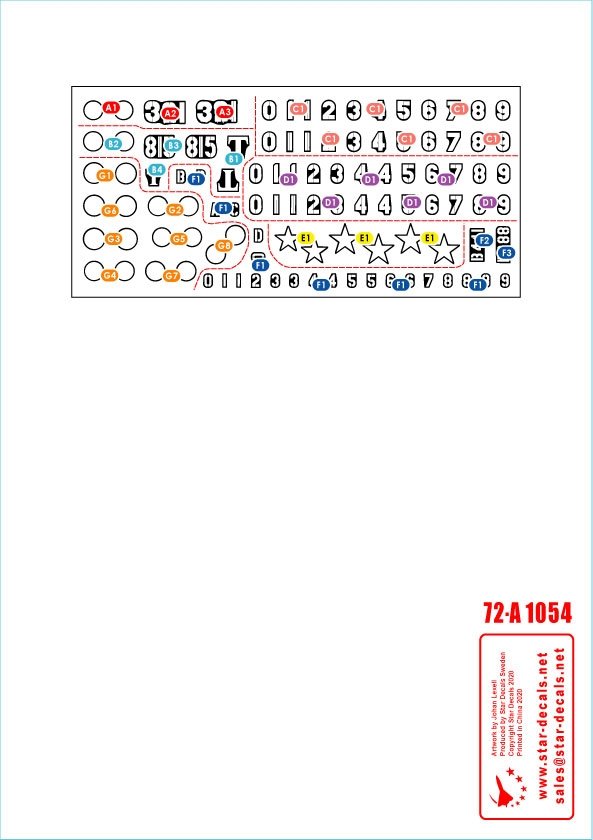 Star Decals 72-A1054 Vietnam n° 4. Marquages ​​NVA pour T-54B nord-vietnamien, échelle 1/72  – image 2