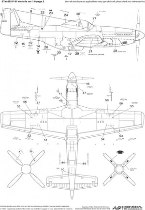 HobbyDecal ST48002V1 Pochoirs P-51 version 1 1/48 – image 3