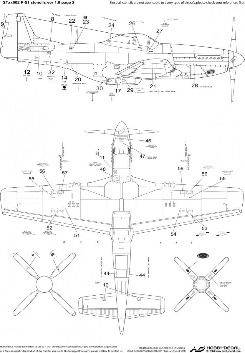 HobbyDecal ST48002V1 Pochoirs P-51 version 1 1/48 – image 3
