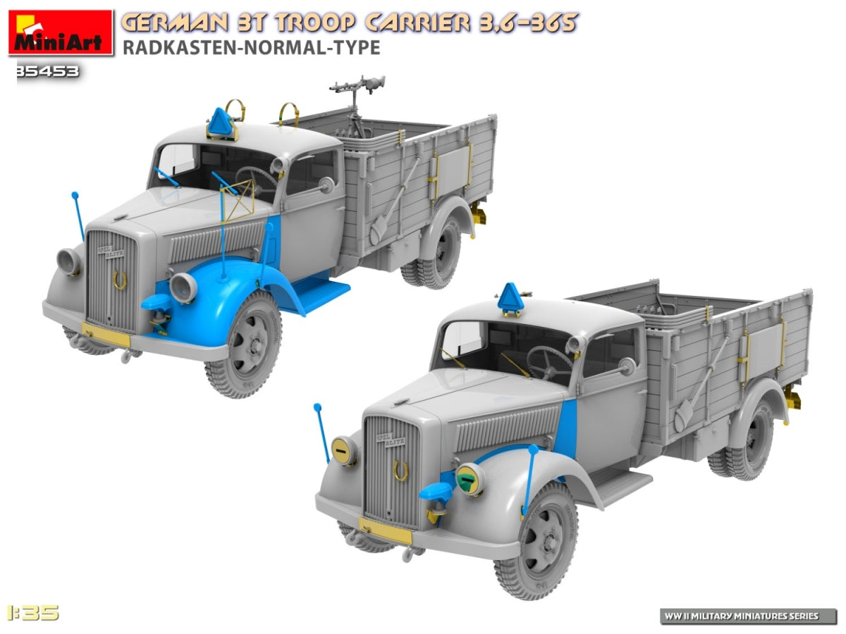 Miniart 35453 Transport de troupes allemand de 3 tonnes 3.6-36S Radkasten-Normal-Type 1/35 – imagen 11