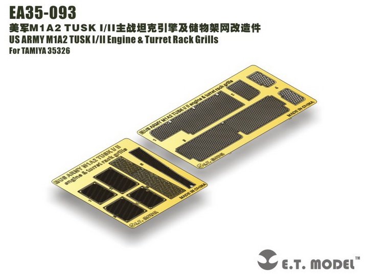 ET Model EA35-093 US ARMY M1A2 TUSK I/II Engine &amp; Turret Rack Grills For TAMIYA 35326 1/35