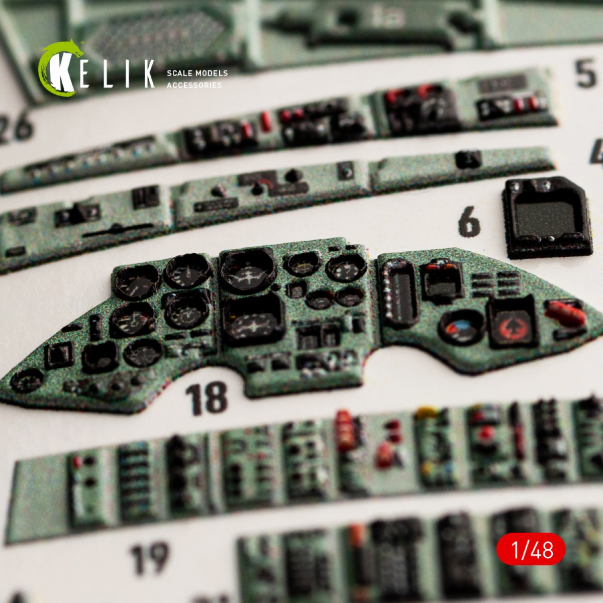 KELIK K48052 SU-27UB FLANKER DÉCALCOMANIES 3D INTÉRIEURES POUR MAQUETTE GWH AU 1/48 – immagine 4