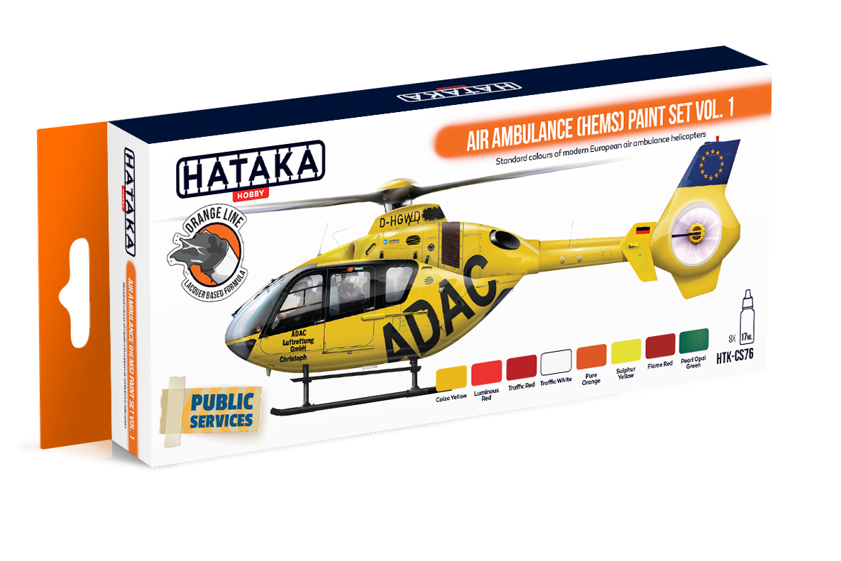Kit de peinture Hataka HTK-CS76 pour ambulance aérienne (HEMS), volume 1 (8 x 17 ml)
