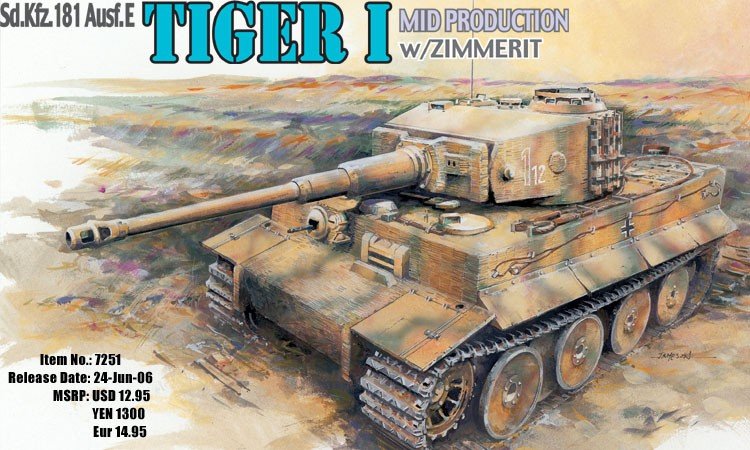 Dragon 7251 Tiger-I Mid avec Zimmerit (1/72)