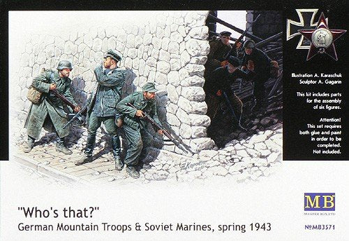 Master Box 3571 Qui est-ce ? Troupes de montagne allemandes et Marines soviétiques (Printemps 1943) Coffret de 6 figurines (1/35)