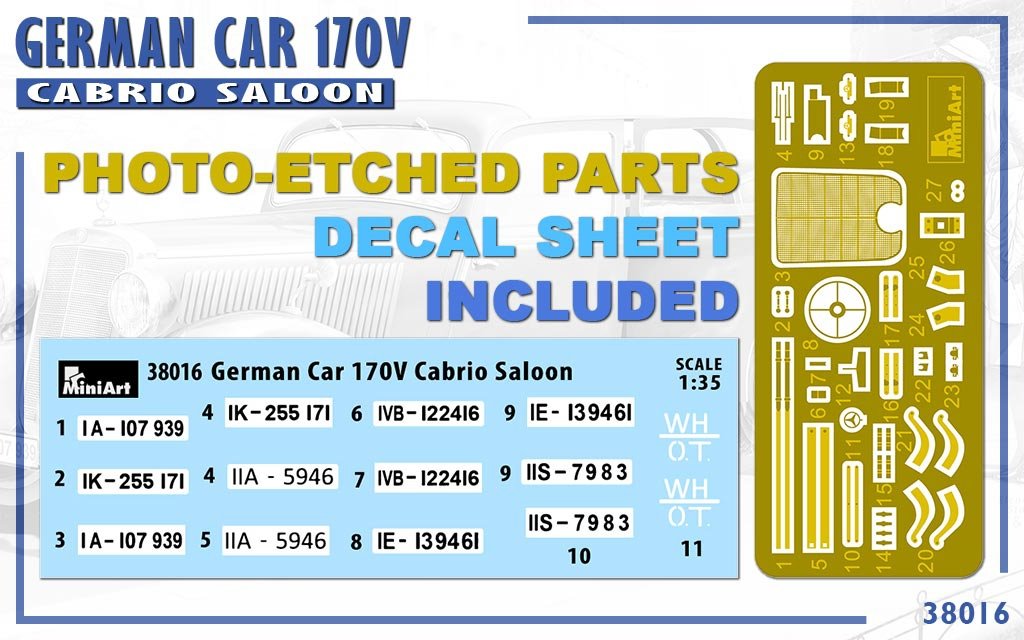 MiniArt 38016 VOITURE ALLEMANDE 170V BERLINE CABRIOLET 1/35 – Bild 13