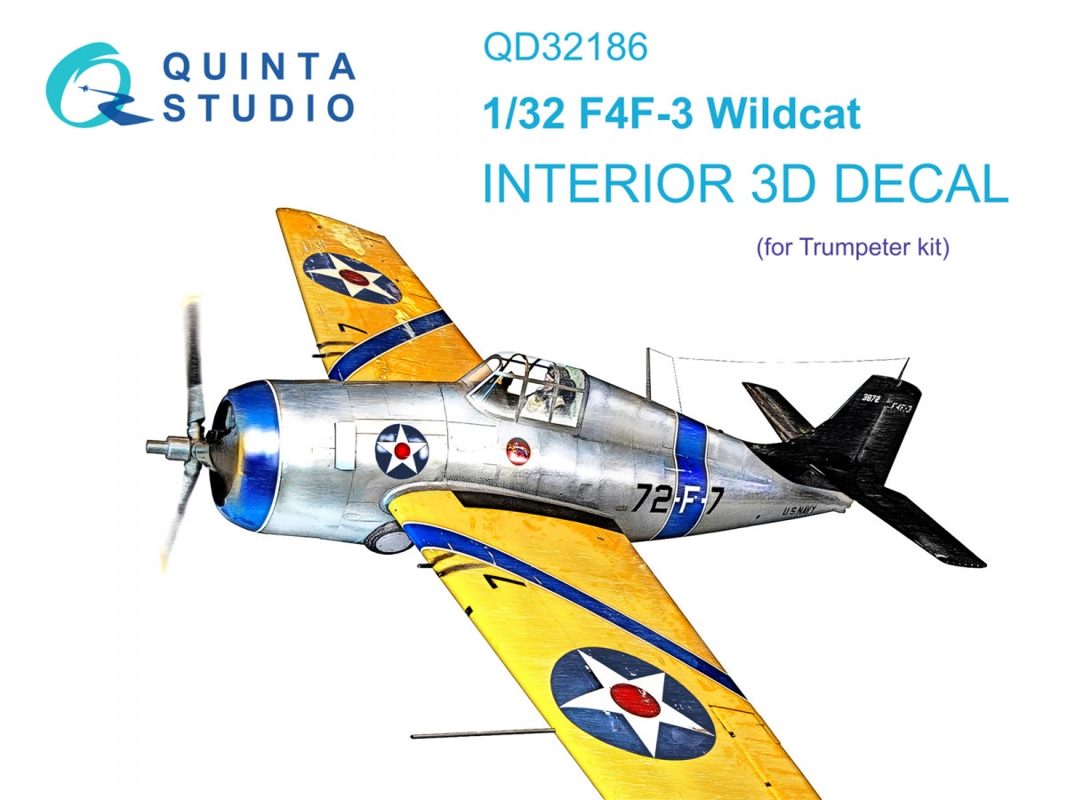 Intérieur coloré imprimé en 3D sur papier décalcomanie pour F4F-3 Wildcat (Trumpeter) de Quinta Studio QD32186, échelle 1/32