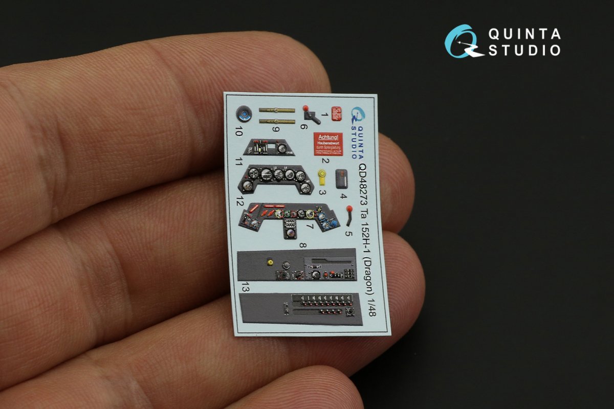 Intérieur imprimé en 3D et coloré sur papier décalcomanie Quinta Studio QD48273 Ta 152H (Dragon) 1/48 – immagine 2