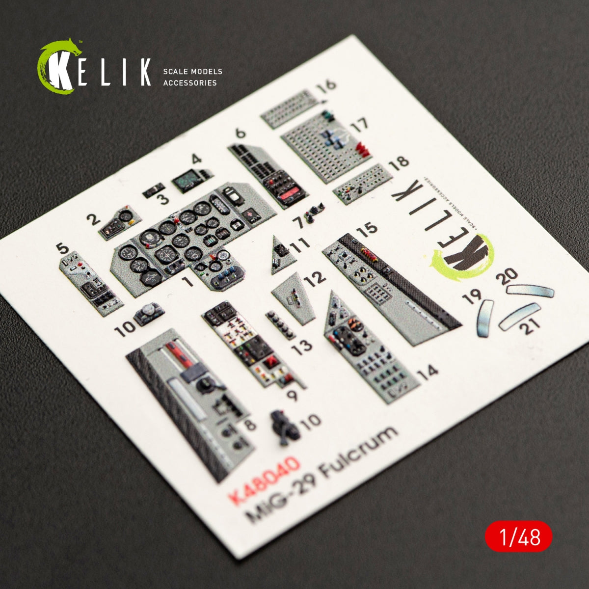 KELIK K48040 MIG-29A (9-12) FULCRUM DÉCALCOMANIES 3D INTÉRIEURES POUR MAQUETTE GWH 1/48 – Bild 2