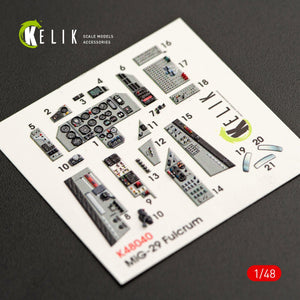 KELIK K48040 MIG-29A (9-12) FULCRUM DÉCALCOMANIES 3D INTÉRIEURES POUR MAQUETTE GWH 1/48 – Bild 2
