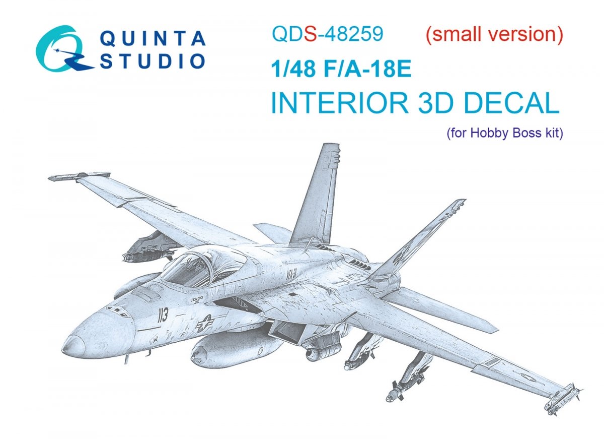 Intérieur imprimé en 3D et coloré sur papier décalcomanie Quinta Studio QDS-48259 F/A-18E (petite version) 1/48