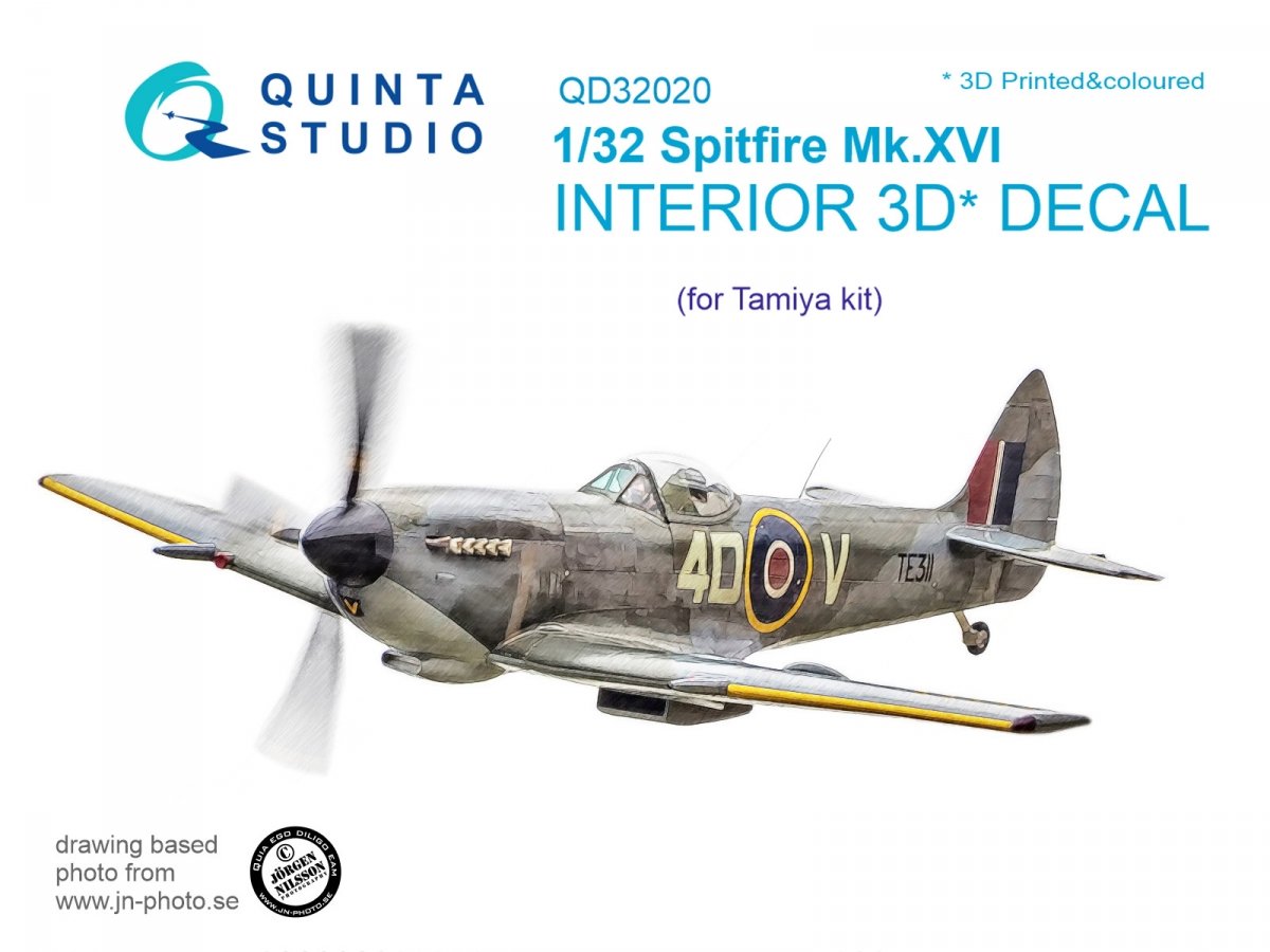 Quinta Studio QD32020 Spitfire Mk.XVI 3D-Printed &amp; colored Interior on decal paper (for Tamiya kit) 1/32