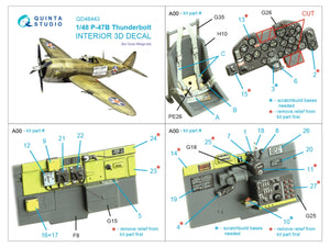 Intérieur coloré imprimé en 3D sur papier décalcomanie (Dora Wings) Quinta Studio QD48443 P-47B Thunderbolt 1/48  – immagine 2