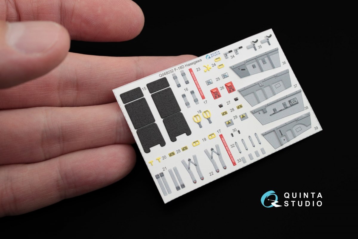 Intérieur imprimé en 3D et coloré sur papier décalcomanie Quinta Studio QD48032 F-16D (pour maquette Hasegawa) 1/48 – image 5
