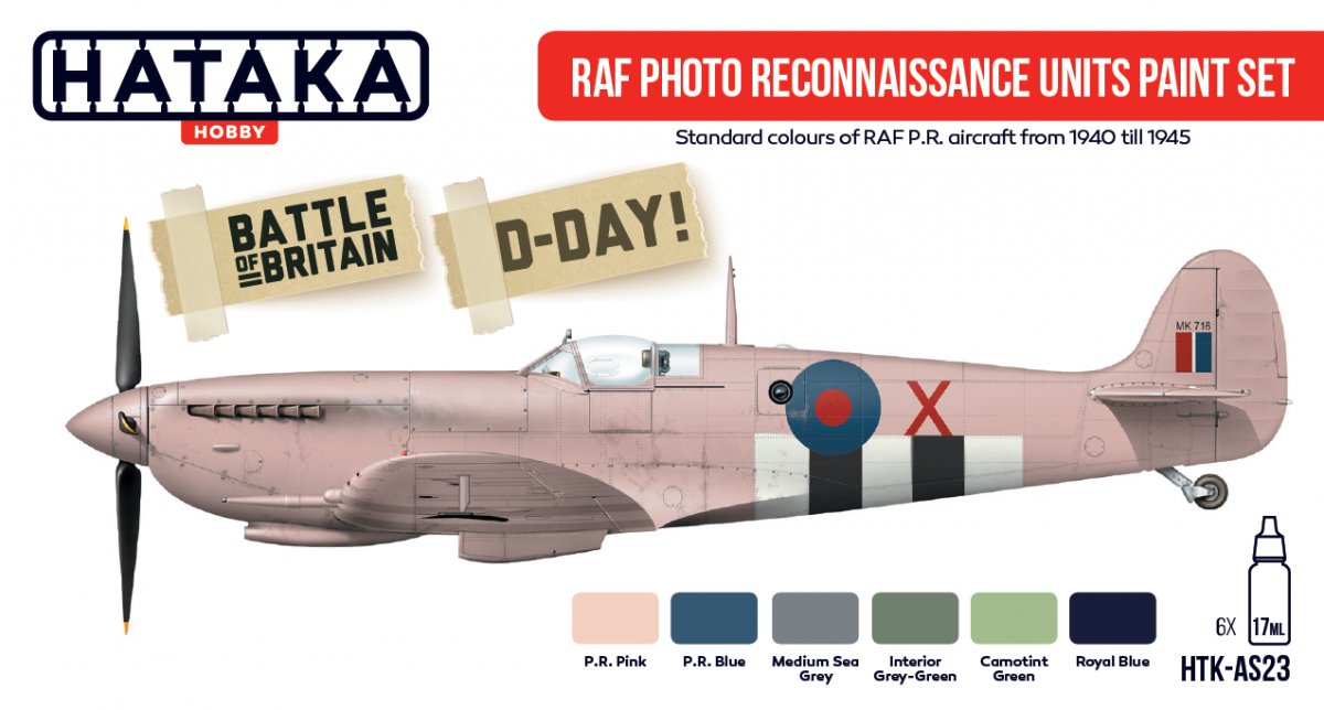 Hataka HTK-AS23 Ensemble de peinture pour unités de reconnaissance photo RAF (6x17 ml)