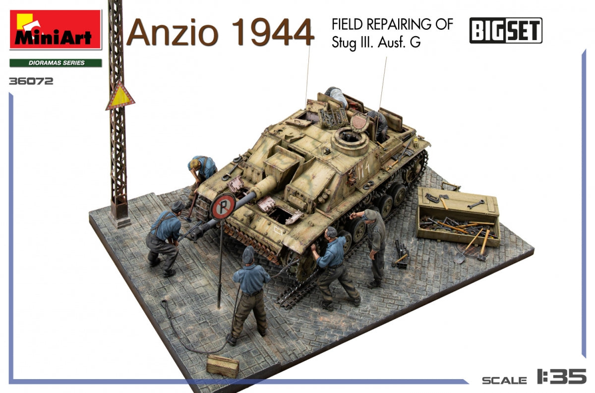 MiniArt 36072 Anzio 1944. Réparation sur le terrain d&amp;#39;un Stug III. Ausf. G. Grand coffret 1/35 – Bild 8