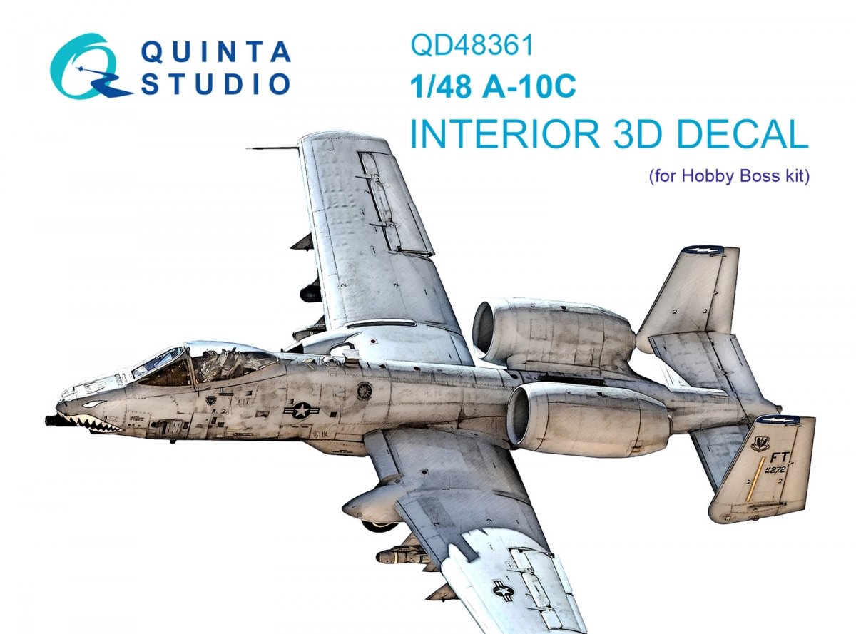 Intérieur imprimé en 3D et coloré sur papier décalcomanie Quinta Studio QD48361 A-10C (Hobby Boss) 1/48