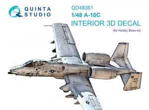 Intérieur imprimé en 3D et coloré sur papier décalcomanie Quinta Studio QD48361 A-10C (Hobby Boss) 1/48