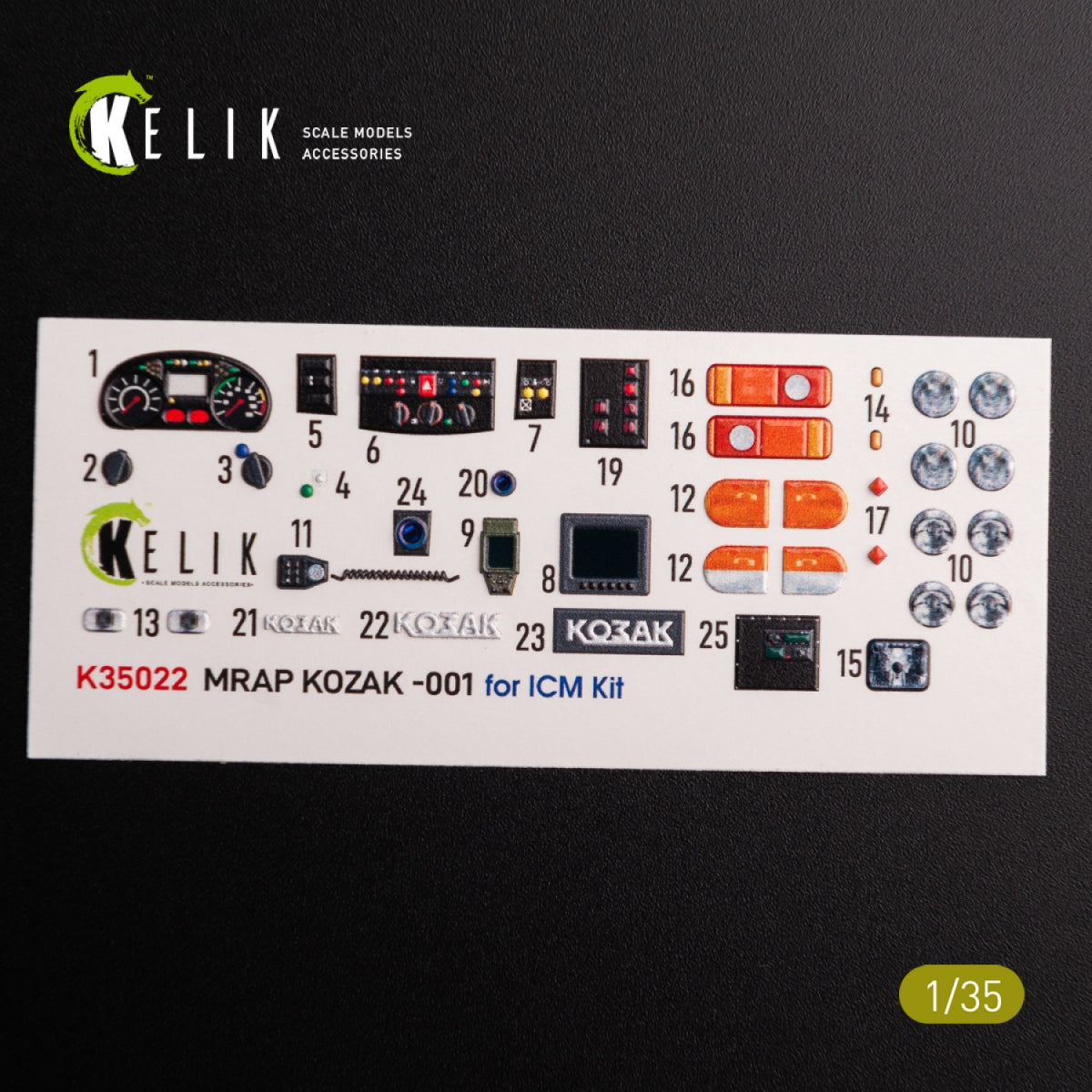 Décalcomanies 3D KELIK K35022 Kozak-001 MRAP ukrainien pour maquette ICM au 1/35 – image 3