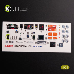 Décalcomanies 3D KELIK K35022 Kozak-001 MRAP ukrainien pour maquette ICM au 1/35 – image 3