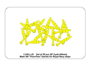 Aber 350L-22 Ensemble de 20 pièces QF 2-pdr 40 mm Mk.VIII Pom Pom canons pour navires de la Royal Navy (1/350) – Bild 6
