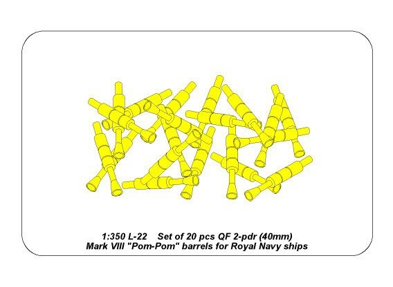 Aber 350L-22 Ensemble de 20 pièces QF 2-pdr 40 mm Mk.VIII Pom Pom canons pour navires de la Royal Navy (1/350) – Bild 6