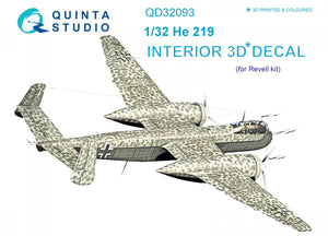 Intérieur imprimé en 3D et coloré sur papier décalcomanie (Revell) Quinta Studio QD32093 He 219 1/32