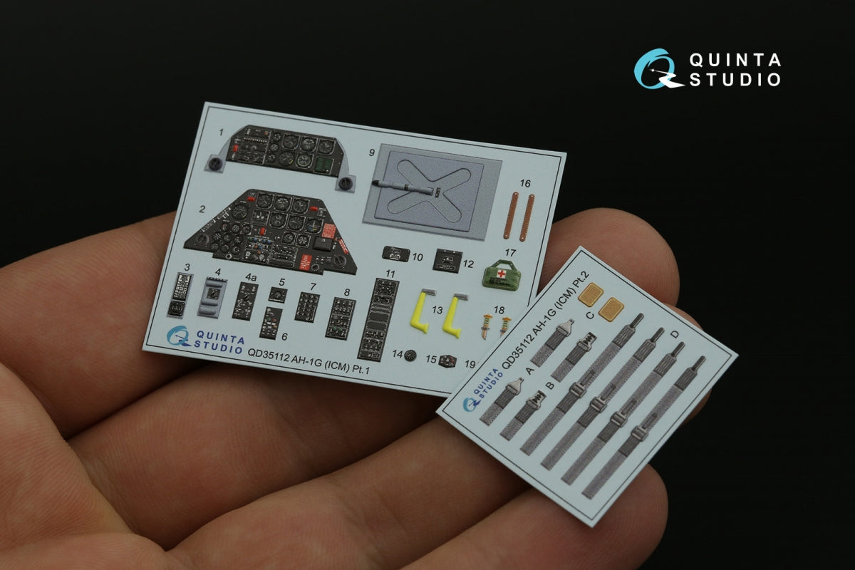 Intérieur imprimé en 3D et coloré sur papier décalcomanie (ICM) Quinta Studio QD35112 AH-1G Cobra 1/35 – Bild 6