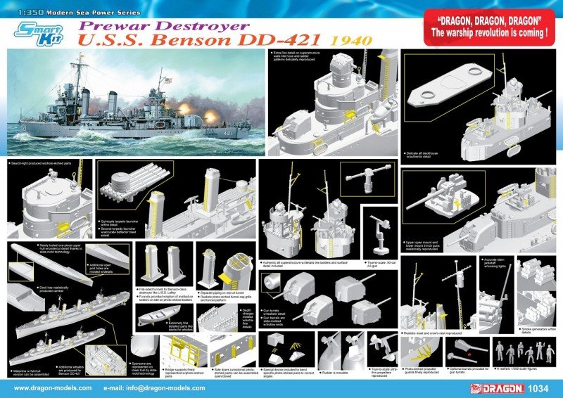 Dragon 1034 Destroyer USS Benson DD-421 1940 (1/350)  – immagine 2