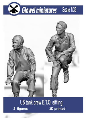 Glowel Miniatures 35069 Équipage de char américain ETO assis sur un char (2 figurines, impression 3D) 1/35