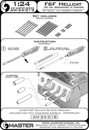 Maquette Master AM-24-019 F6F Hellcat - armement tardif (mitrailleuses Browning de calibre .50 avec radiateur caréné) 1/24  – Bild 5