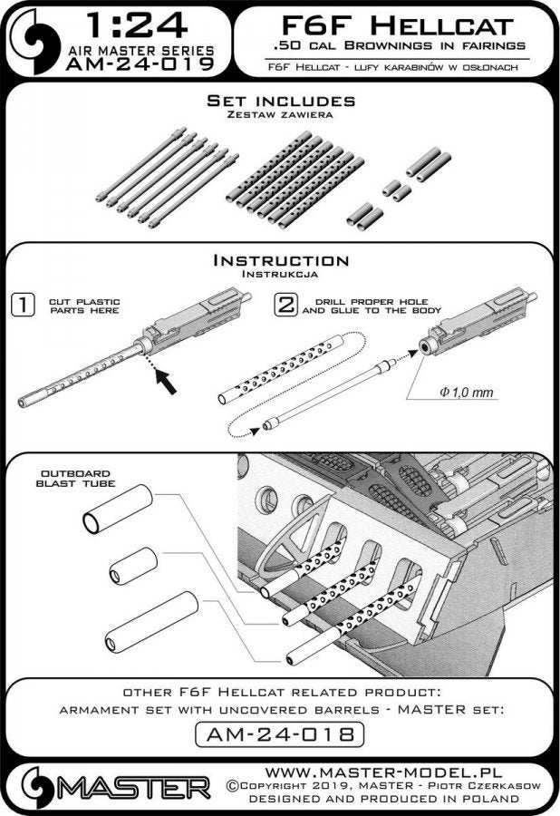Maquette Master AM-24-019 F6F Hellcat - armement tardif (mitrailleuses Browning de calibre .50 avec radiateur caréné) 1/24  – Bild 5