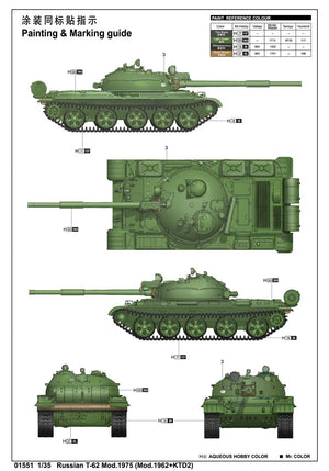 Trumpeter 01551 T-62 russe Mod.1975 (Mod.1962+KTD2) – image 3