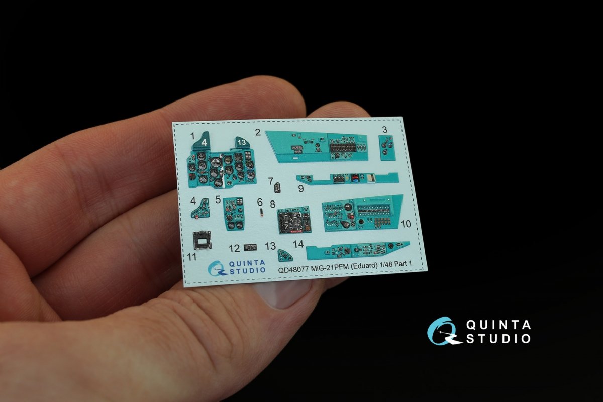 Intérieur imprimé en 3D et coloré sur papier décalcomanie Quinta Studio QD48077 MiG-21PFM (pour kit Eduard) 1/48 – image 3