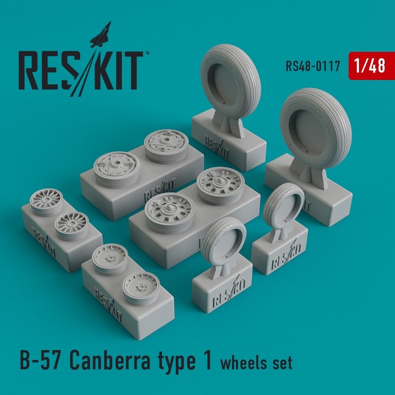 RESKIT RS48-0117 Jeu de roues B-57 Canberra type 1 1/48