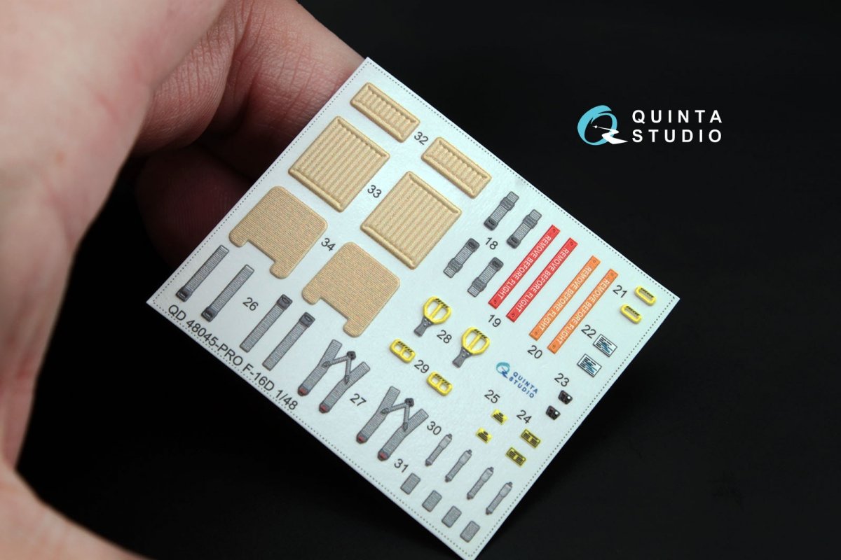 Intérieur imprimé en 3D et coloré sur papier décalcomanie pour le kit Kinetic (QD48045 F-16D (blocs 30/40/50) de Quinta Studio) à l&amp;#39;échelle 1/48 – immagine 4