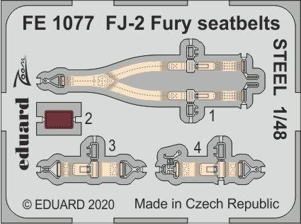 Ceintures de sécurité Eduard FE1077 FJ-2 Fury en acier, échelle 1/48, KITTY HAWK