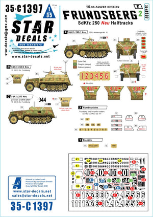 Star Decals 35-C1397 Frundsberg 2. 10. SS-Panzer Division. Versions SdKfz 250 NEU. SdKfz 250/1, SdKfz 250/3, SdKfz 250/7 1/35