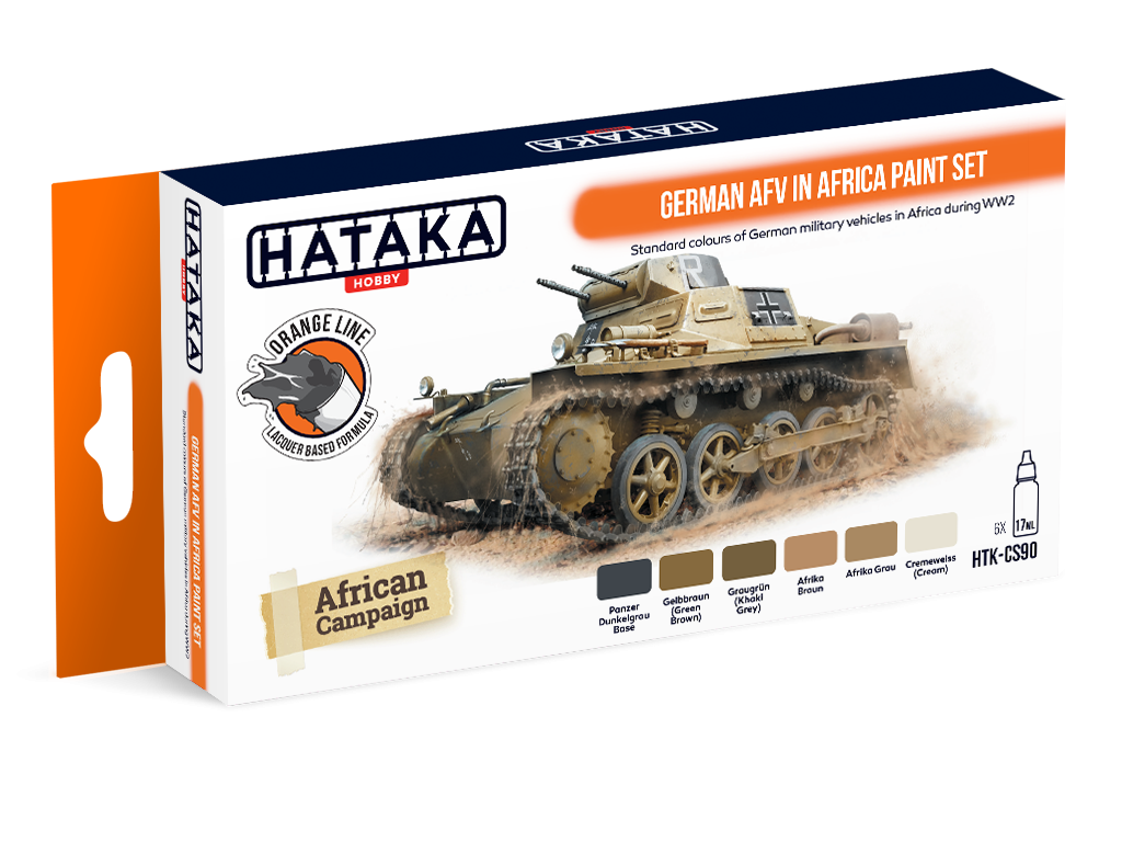 Hataka HTK-CS90 ORANGE LINE – Coffret de peinture pour véhicules blindés allemands en Afrique (6 x 17 ml)