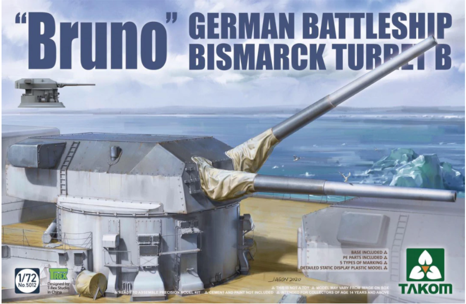 Takom 5012 &amp;#39;Bruno&amp;#39; Cuirassé allemand Bismarck Tourelle B 1/72
