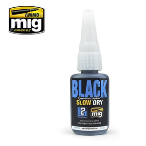 Munitions Mig Jimenez 8034 NOIRES SÉCHAGE LENT CYANOACRYLATE