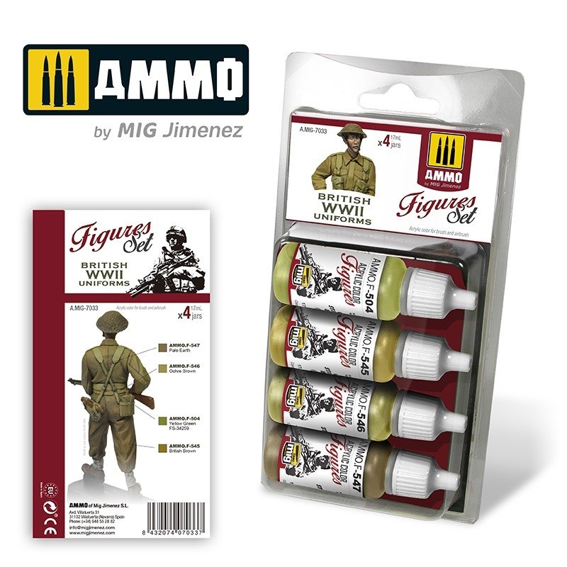 Munitions pour MiG 7033, uniformes britanniques, ensemble Seconde Guerre mondiale, 4 x 17 ml