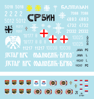Star Decals 35-C1142 Serbes (SVK et VRS) M18 Hellcat, M36B2 Jackson, M84, PT-76B, BTR-50PK, M53/59 Praga SPAAG 1/35 – Bild 3