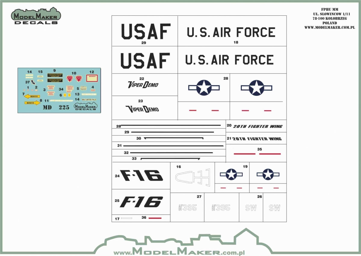 ModelMaker Decals MD48225 USAF F-16C Viper Demo 2024 50 Years of F-16 MASKS SETMD48225 USAF F-16C Viper Demo 2024 50 Years of F-16 MASKS SET 1/48 – zdjęcie 2