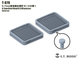 Rivets à tête B, modèle T-070 de 0,7 mm (240 pièces)