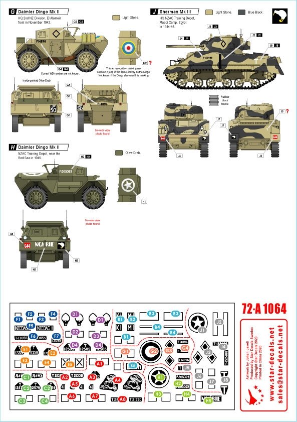 Star Decals 72-A1064 ANZAC # 1 New Zealand and Australian tanks and AFVs in Africa and Middle East WW2. 1/72 – zdjęcie 2