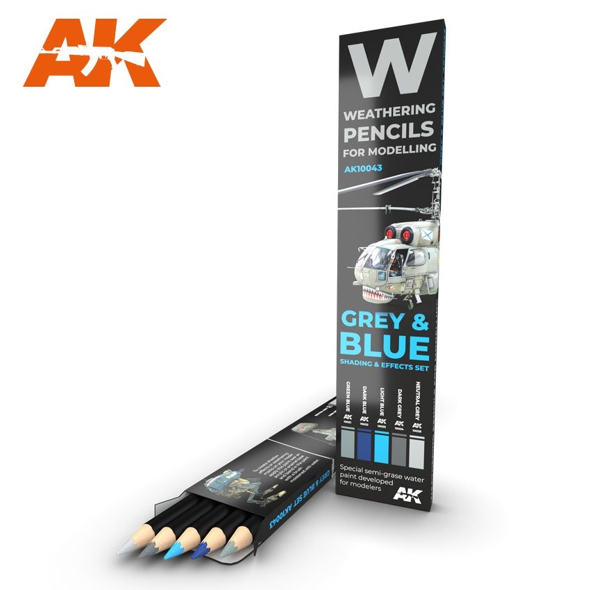 AK Interactive AK10043 GRIS ET BLEU : ENSEMBLE D&amp;#39;OMBRAGES ET D&amp;#39;EFFETS