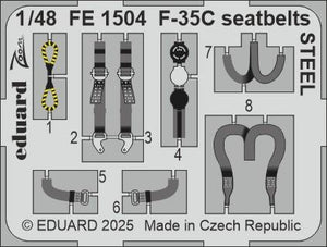 Ceintures de sécurité Eduard FE1504 F-35C en acier Tamiya 1/48