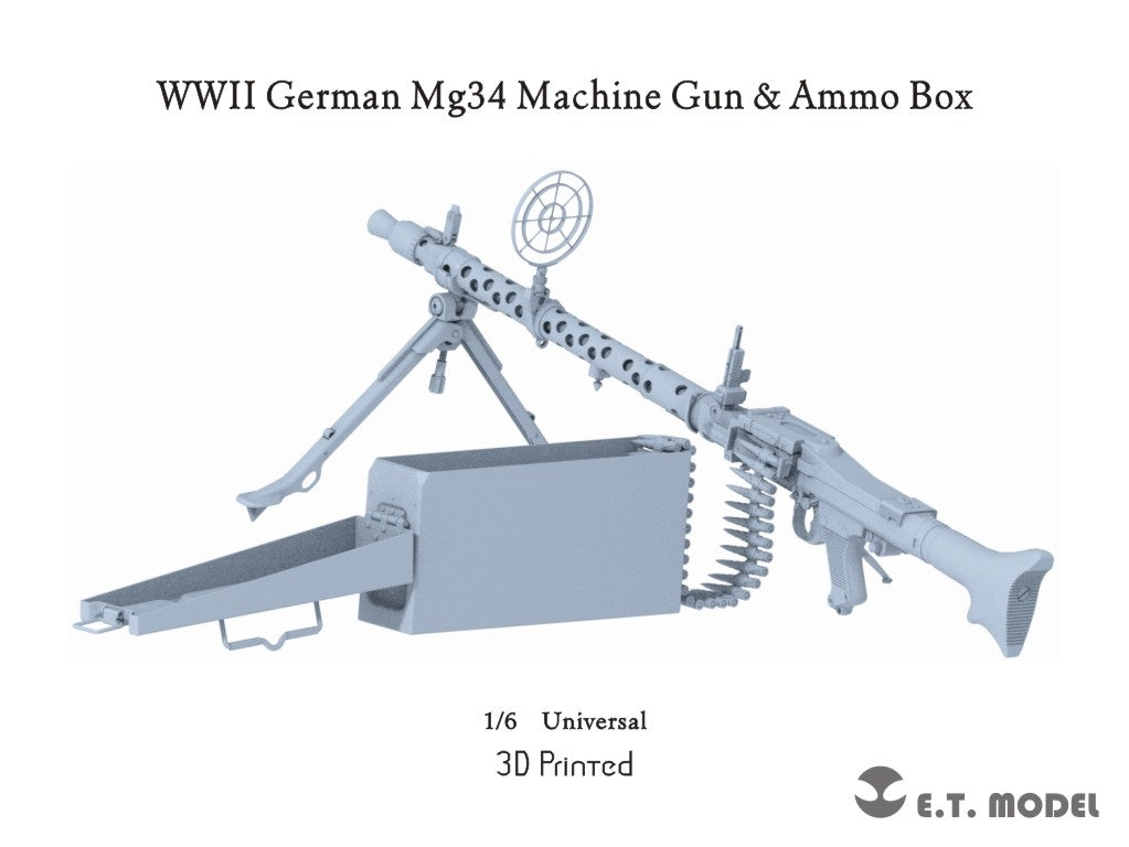 ET Model P06-002 Boîte de munitions pour mitrailleuse allemande MG34 de la Seconde Guerre mondiale (imprimée en 3D) 1/6