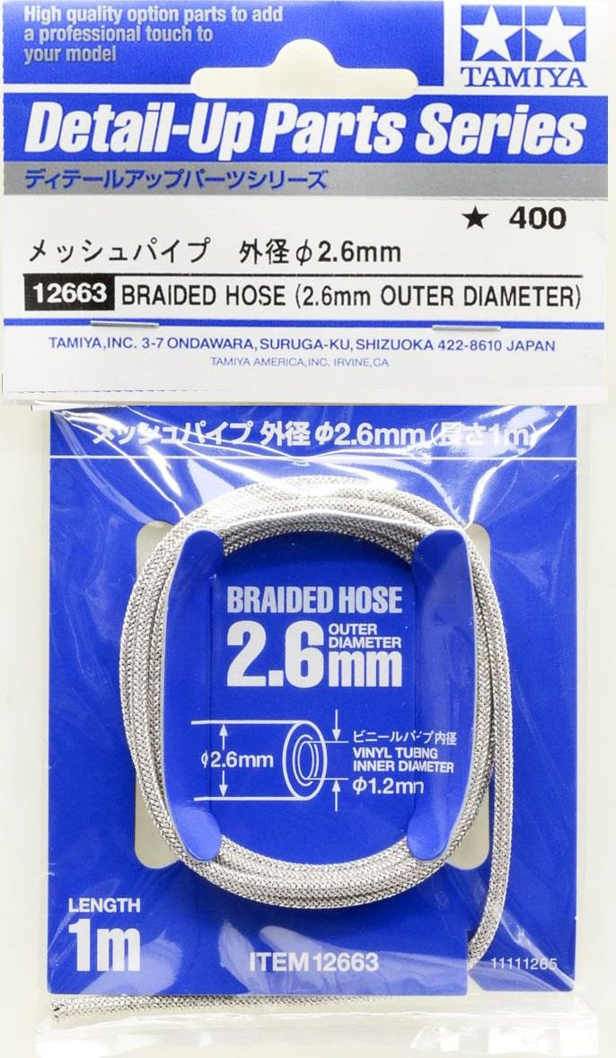 Durite tressée Tamiya 12663, diamètre extérieur 2,6 mm